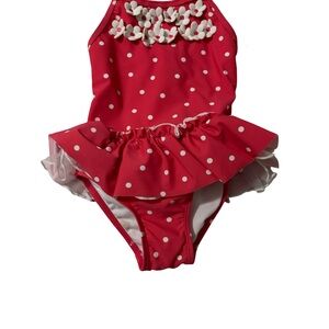 Little Me Red Polka Dot One Piece Swimsuit